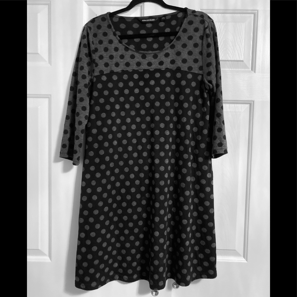 Nina Leonard Polka Dot Dress Size L